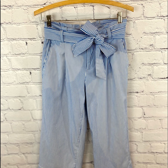 Banana Republic Pant Sz 0 Wide Leg Crop Stripe - Picture 4 of 8